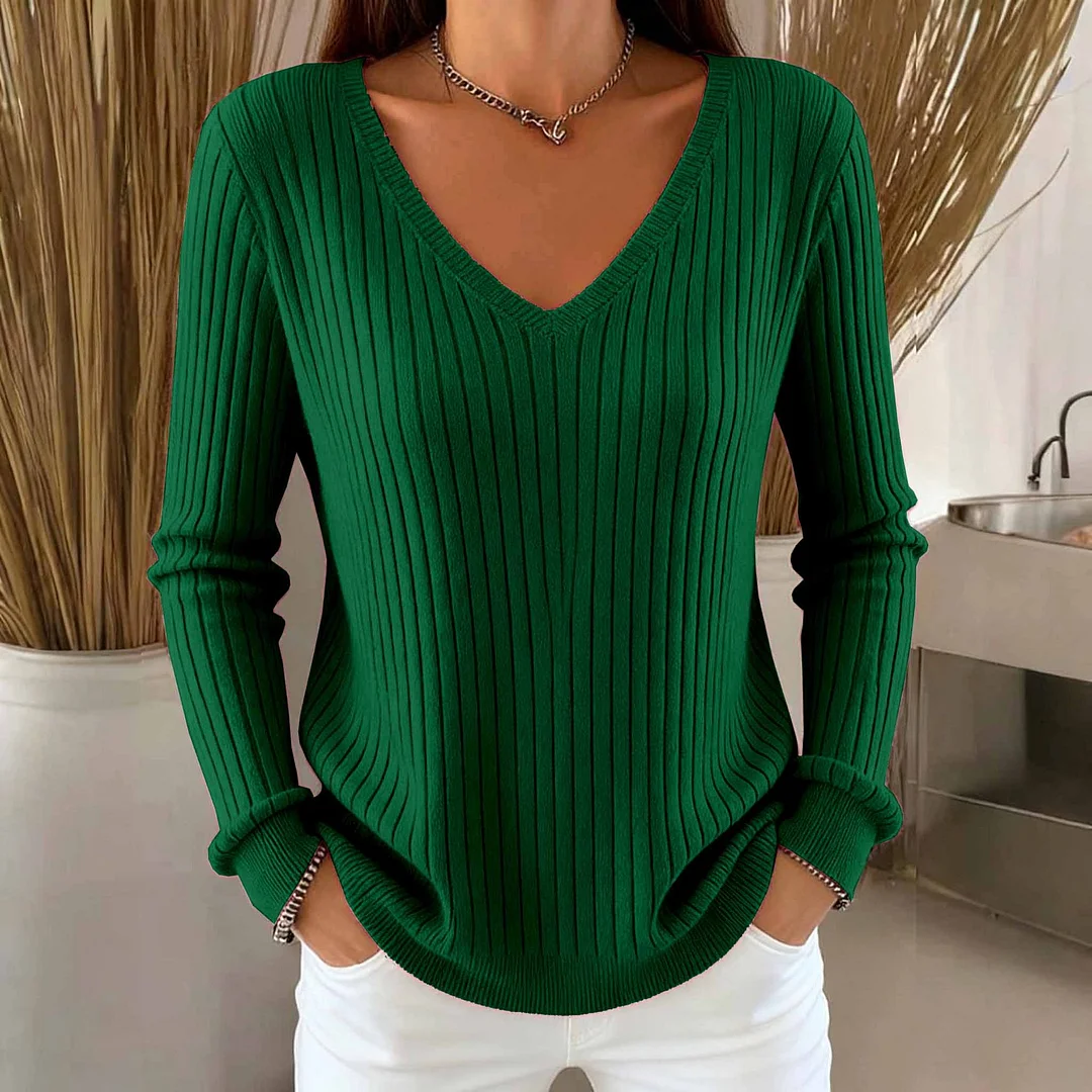 Athvotar Athvotar Sheintemu Autumn And Winter Long Sleeve V. Collar Pit Sweater New Burst