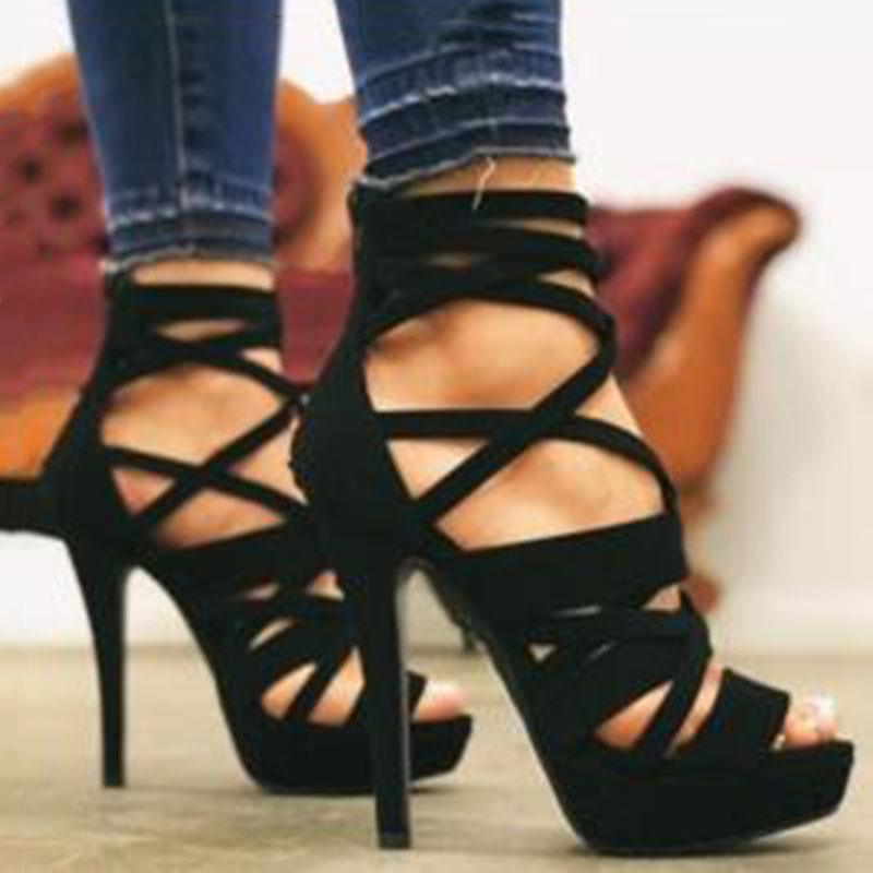 Women sexy peep toe crisscross strappy party stiletto heels