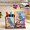 Multifunctional Handmade Wood Diamond Painting Phone/pen Holder& Storage Box Table Ornament Kits