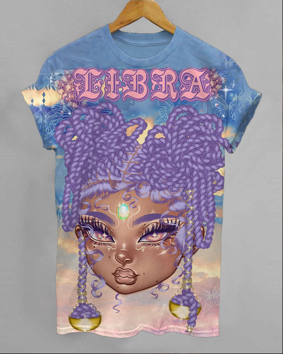 Libra Cute Cartoon Prints Unisex Short Sleeve Tshirt