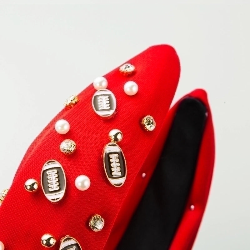 Women’s Casual Baroque Style Rugby Knot Alloy Cloth Inlay Rhinestones Pearl Hair Band