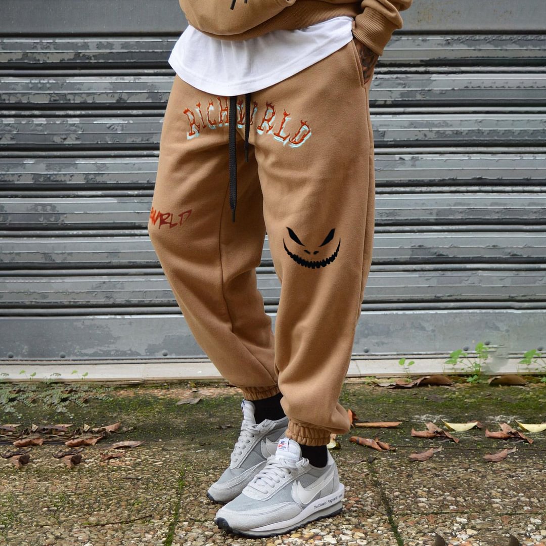 Street style trendy printed loose casual trousers