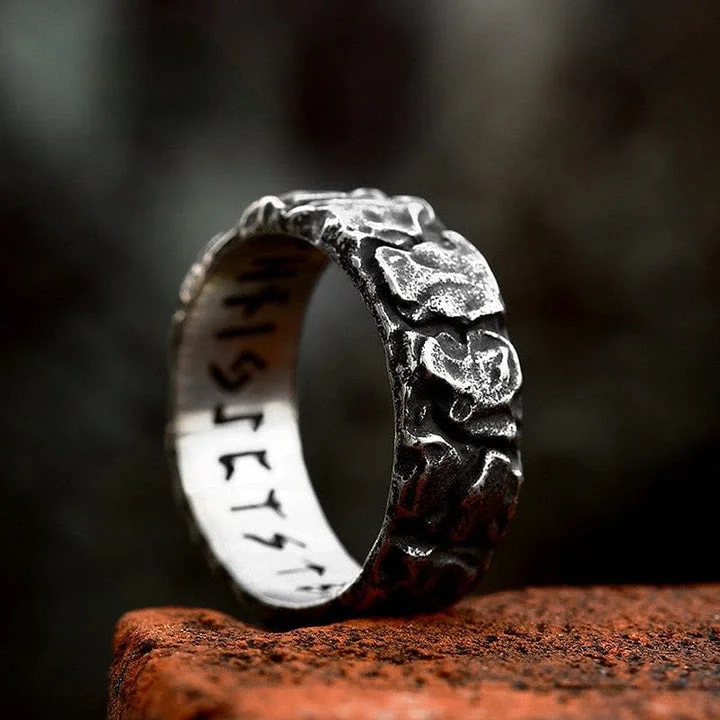 Coutureaura Stone Rune Stainless Steel Viking Ring