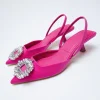 Green Rhinestone Muller Pointed Flat Sole