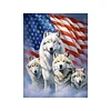 American Flag And Wolf - Full Embroidery 3 Strands 11CT Stamped Cross Stitch - 45*60CM - Large Size