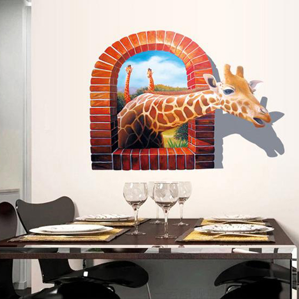 

Special Dull Polish 3D Giraffe Removable PVC Wall Sticker Room Decal Art, 501 Original