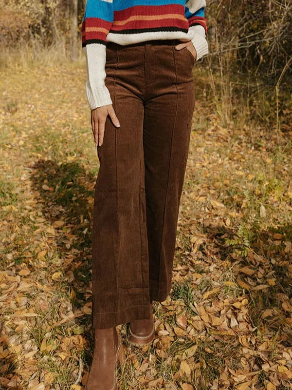 Corduroy wide leg casual Women's trousers