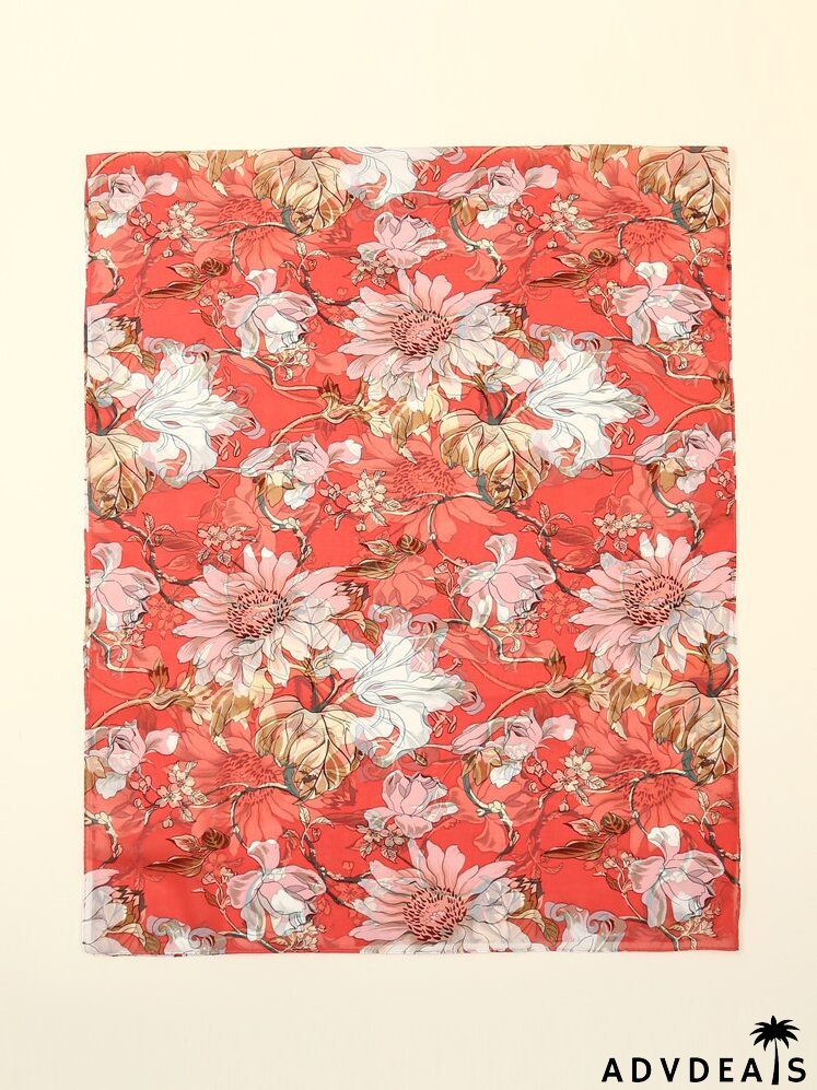 Floral Print Chiffon Scarf