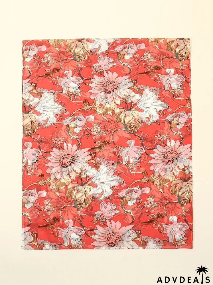 Floral Print Chiffon Scarf