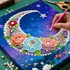 DIY Pearl Painting Moon in the Lake for Home Decor with Frame(25x25cm)
