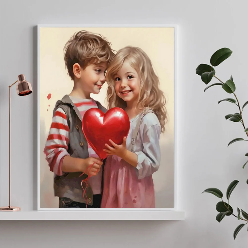 Diamond Painting - Full Round Drill - Kid Sweet Couple(Canvas|30*40cm)
