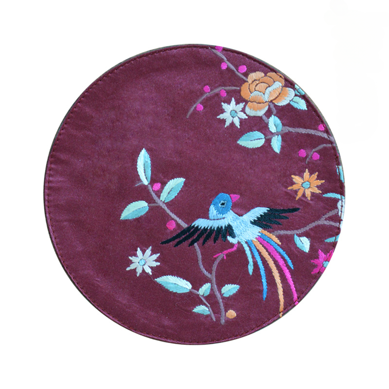 Hand-embroidered Silk Coaster for Teacups and Kettles Traditional Chinese Craftsmanship