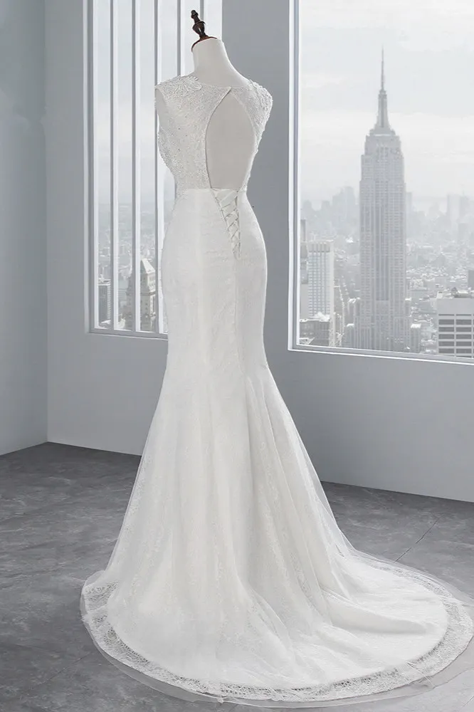 Timeless Mermaid High Neckline Sequin Ruffles Long Wedding Dress Bridal Dress main image 0