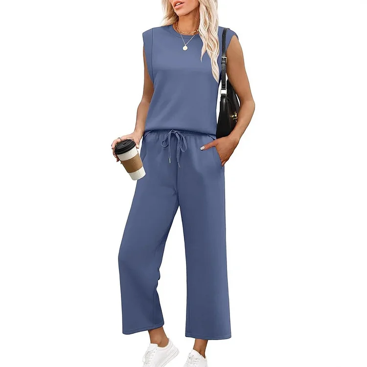 💕2025 Hot Sale 49% OFF🔥2025 New Women's  Sleeveless Top & Wide-Leg Pants 2-Piece Set 