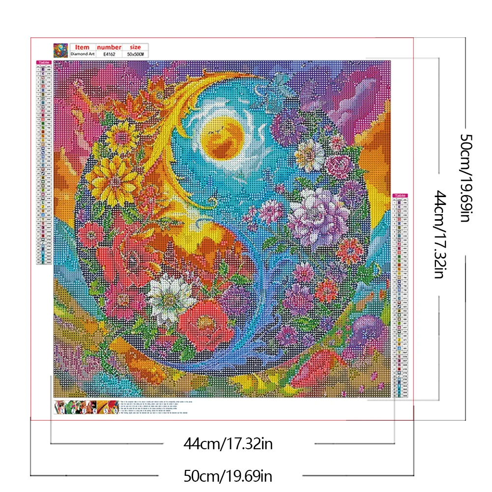 Diamond Painting - Full Round Drill - Tai Chi Flower(Canvas|50*50cm)