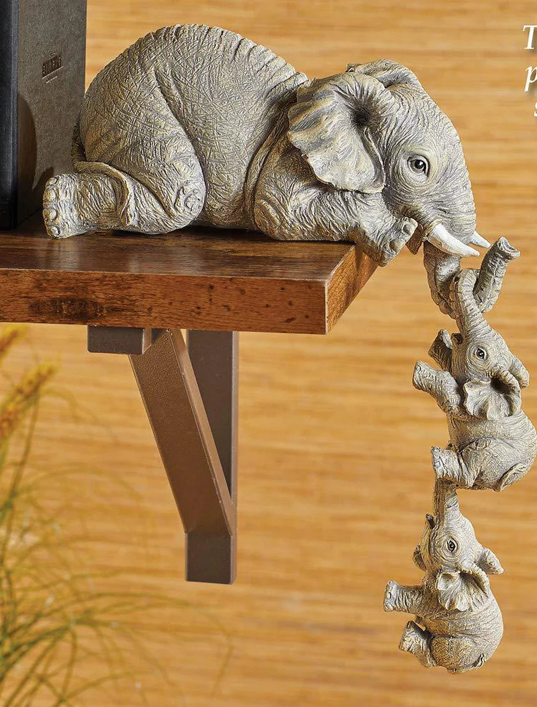 Elephant Resin Ornaments Three-piece Decorations 3 Elephant Mothers and Two Babies Hanging on The Edge of Handicraft Statues