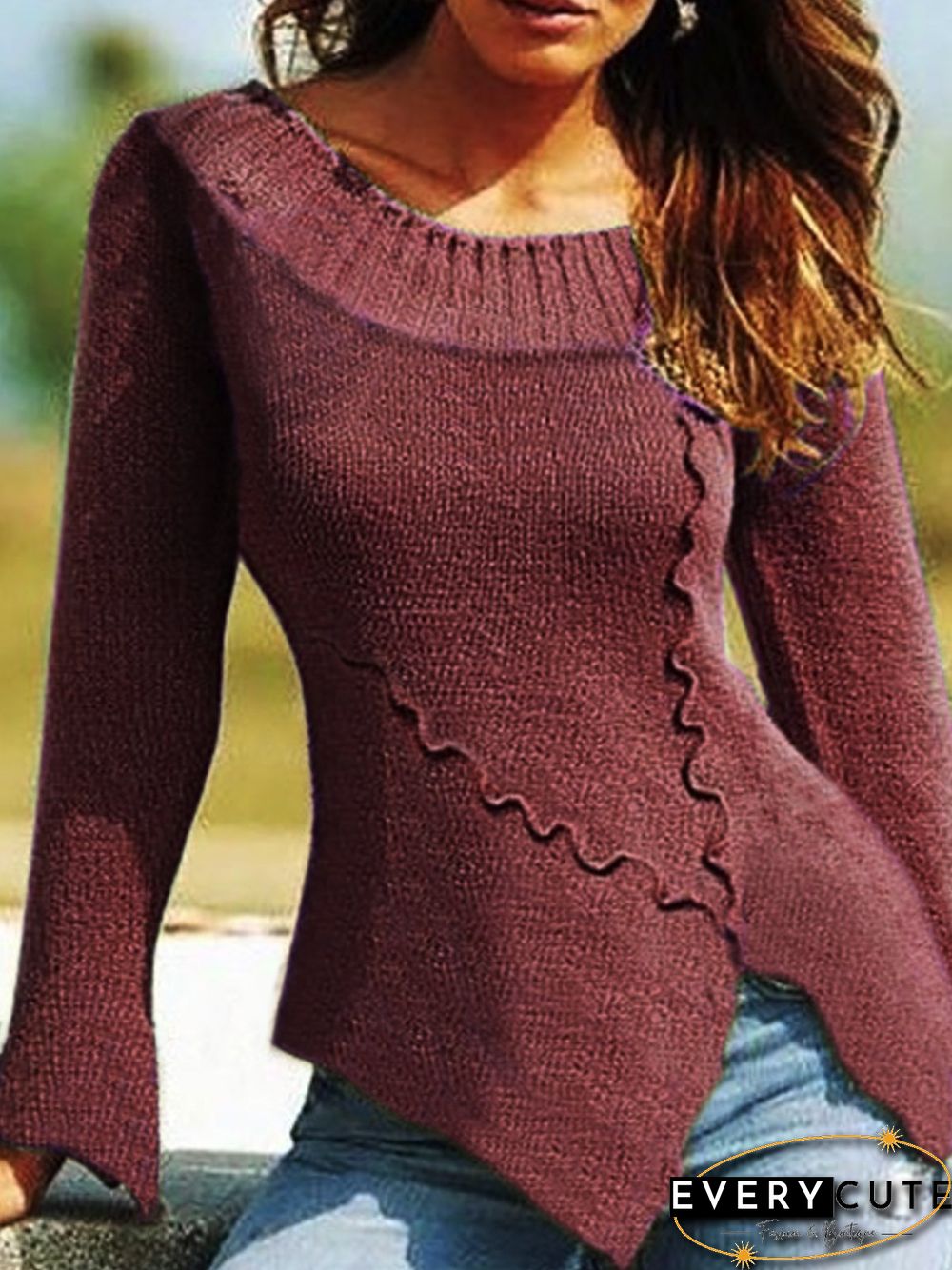 European and American large size retro casual irregular sweater