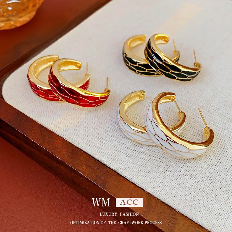 Luxurious Circle Round Geometric Metal Electroplating Earrings