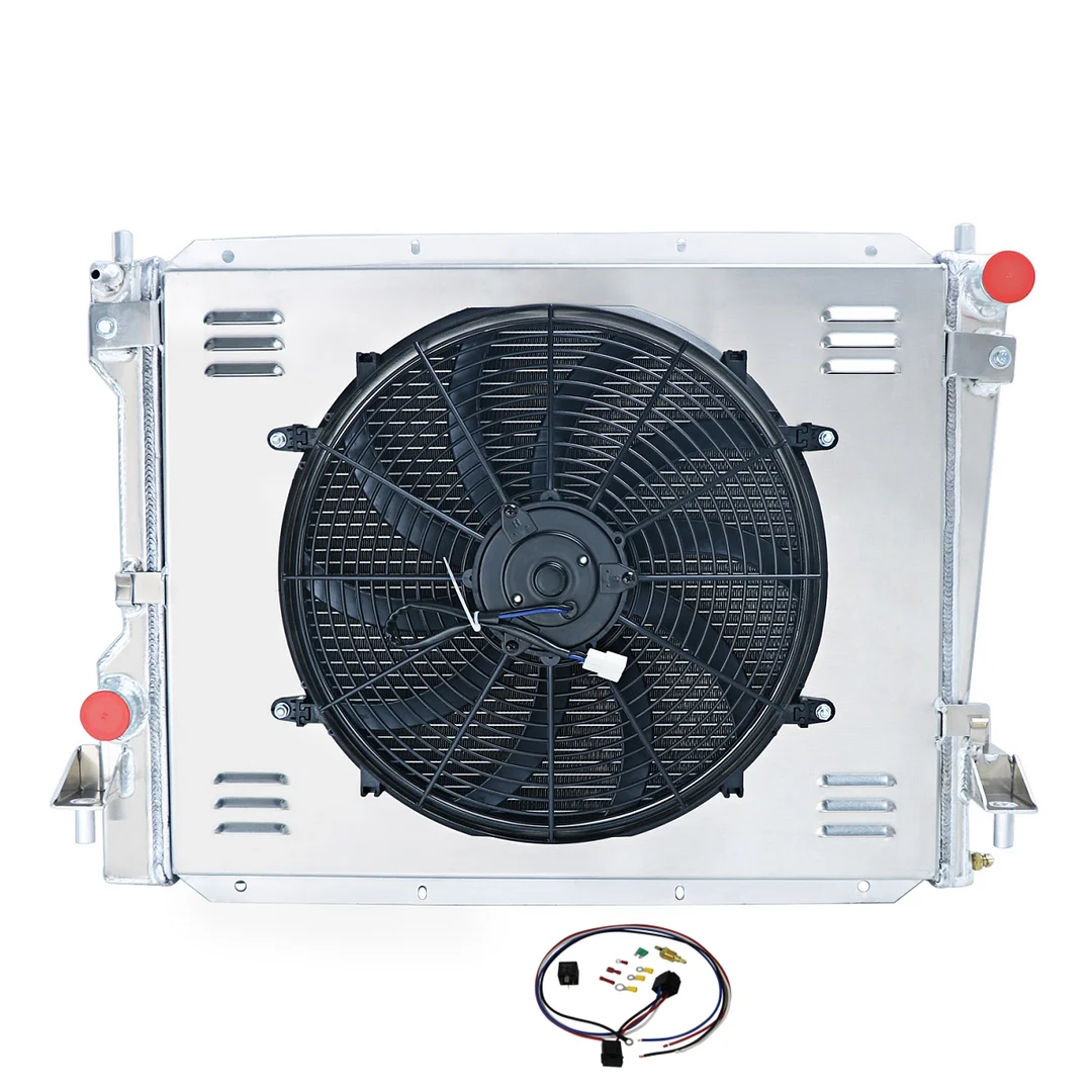Alloyworks Ford 4 Row Radiator For 2004-2014 Mustang Base/GT/Shelby GT 3.7 4.0 4.6 5.0L Shroud Fan Relay 120W
