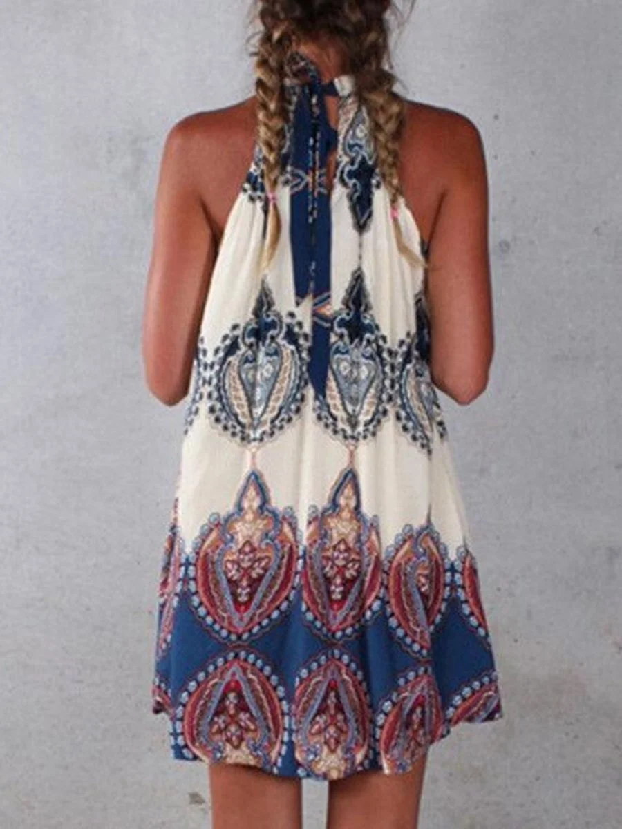 Halter Neck Paisley Shift Dress