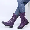 Women's Leather Zip Casual Mid Boots