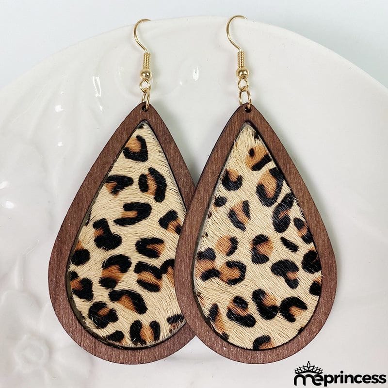 Teardrop Shape Wooden Dangle Earrings