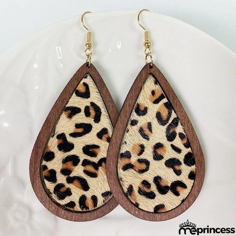 Teardrop Shape Wooden Dangle Earrings