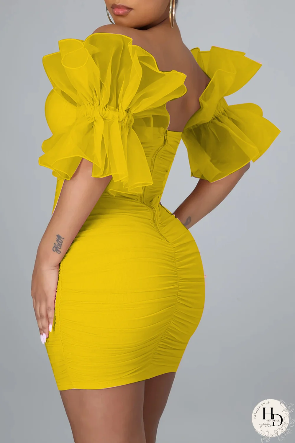 White Sexy Solid Mesh Off the Shoulder Pencil Skirt Dresses