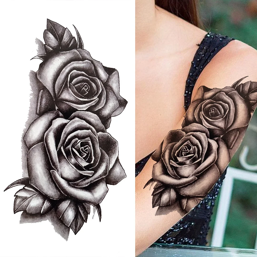 Sdrawing Wolf Temporary Tattoos For Men Women Adult Fake Lion Tattoo Sticker Tiger Black Tribal Body Art Drawings Tatoos Arm