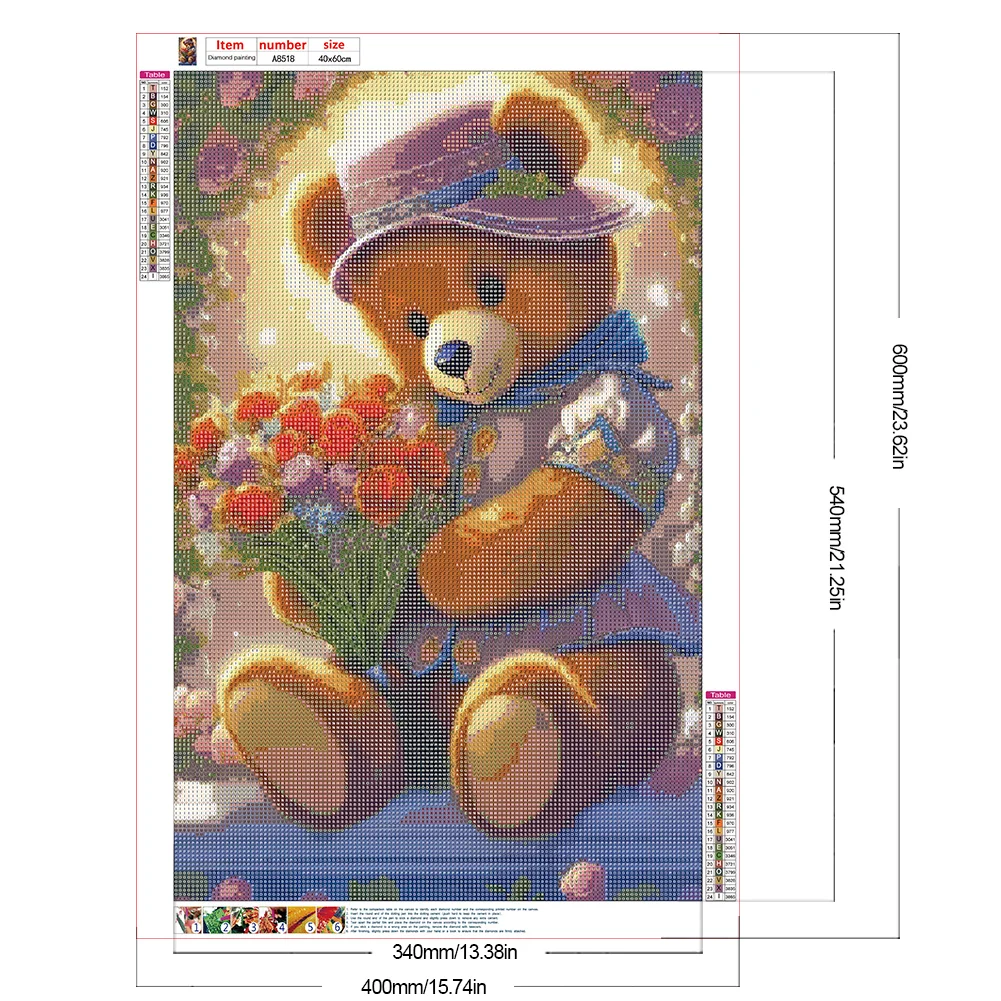 Diamond Painting - Full Round Drill - Flower Bear(Canvas|40*60cm)