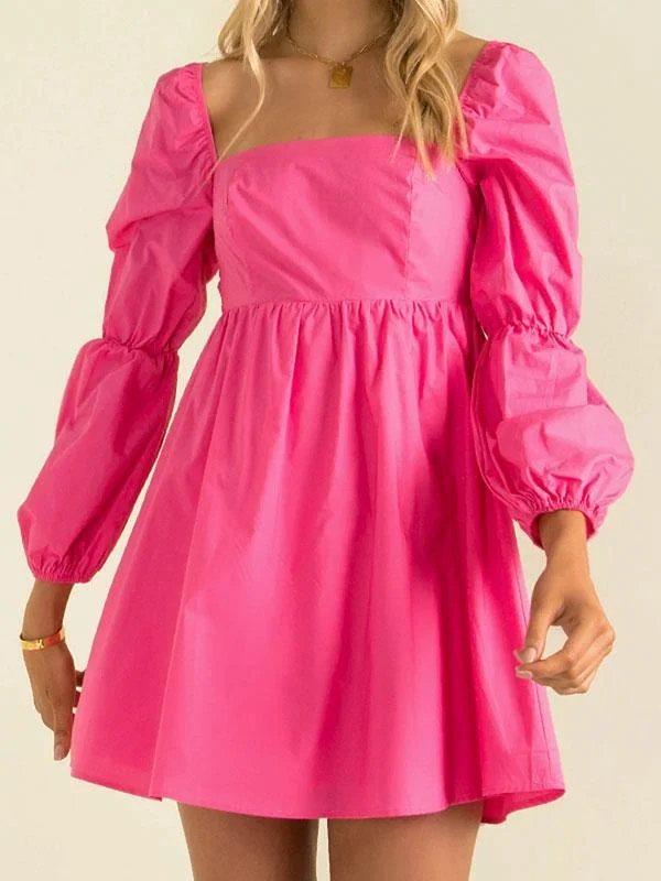 Puff sleeve mini dress in rosemary