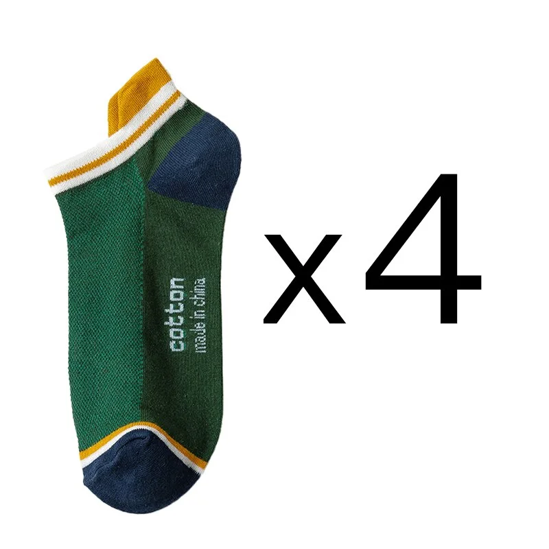 4 Pairs Men Cotton Socks Breathable Four Seasons Fashion Ankle Sock High Heel Wear Mesh Strong Elasticity Sweat funny street