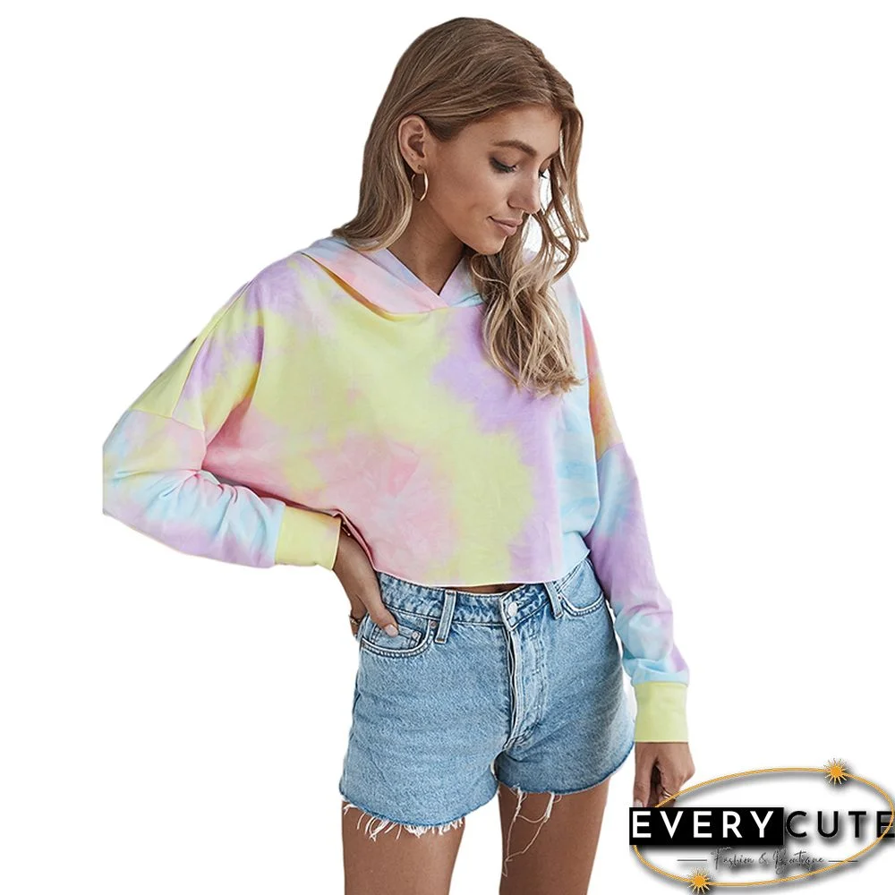 Pink Tie Dye Short Style Hoodie