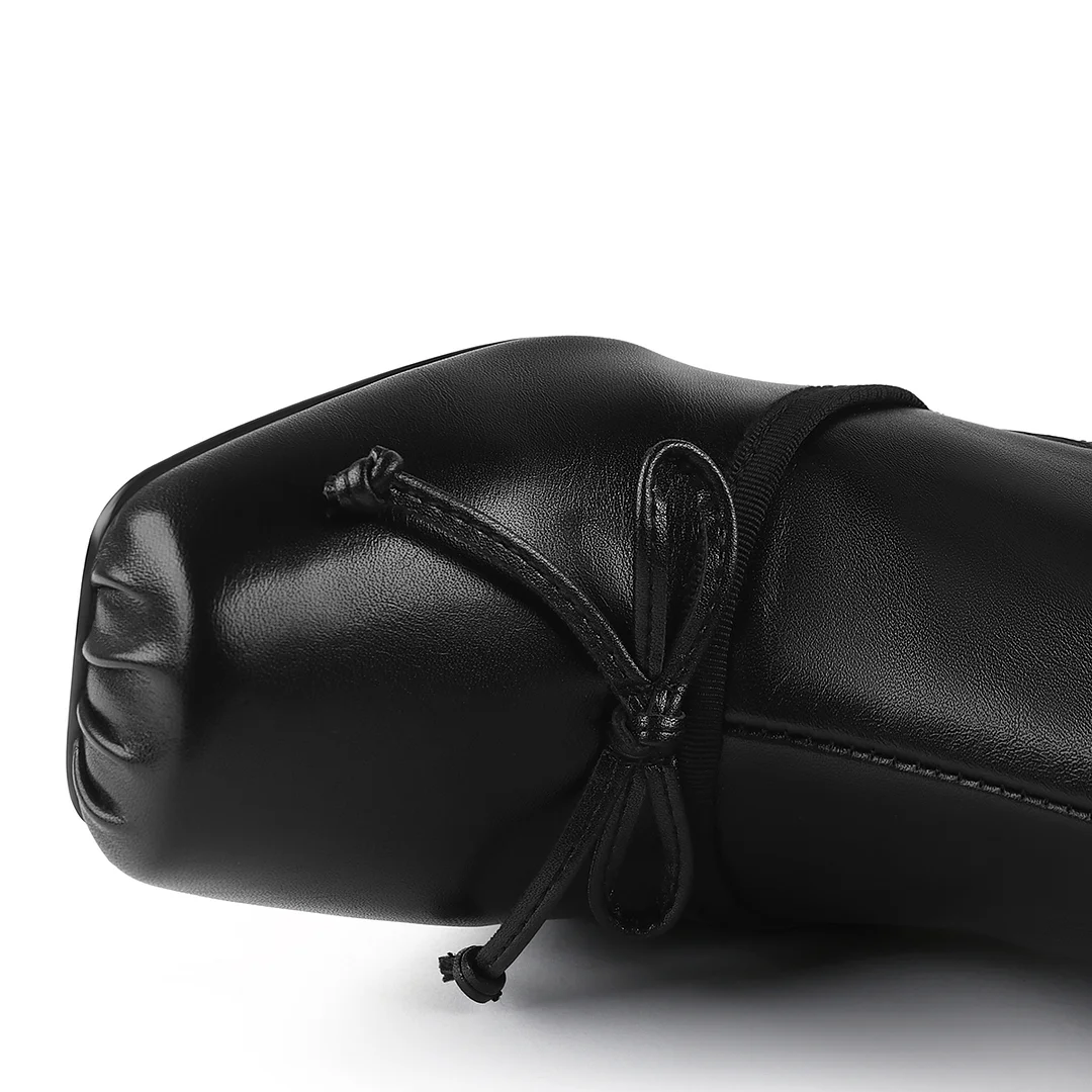 100mm Women's Knee Boots Red Bottom Matte Bowknot Knee Boots-MERUMOTE