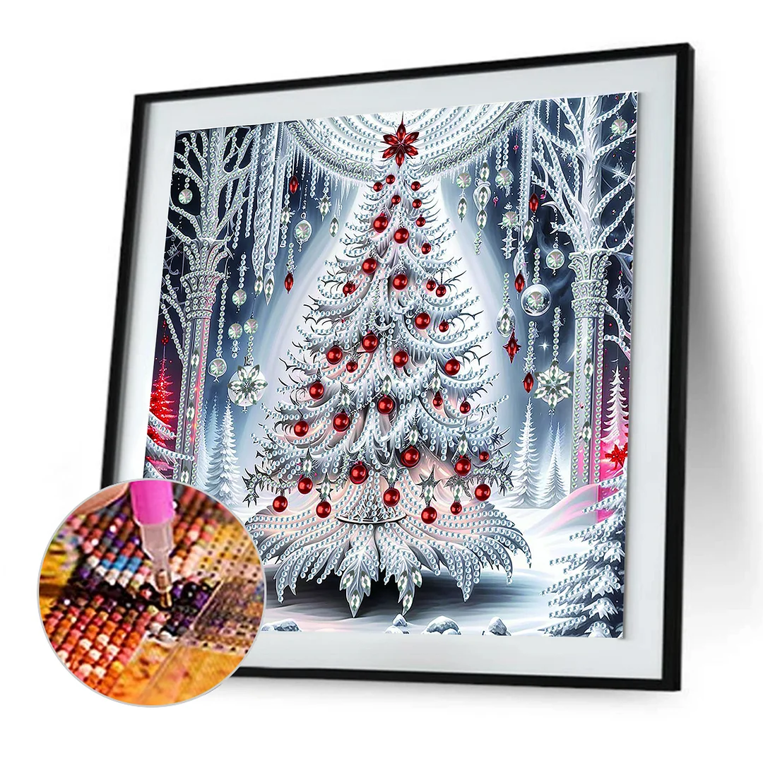 Xmas Tree Special Shaped 5D DIY Partial Drill Diamond Art Kit Home Decor 30x30cm