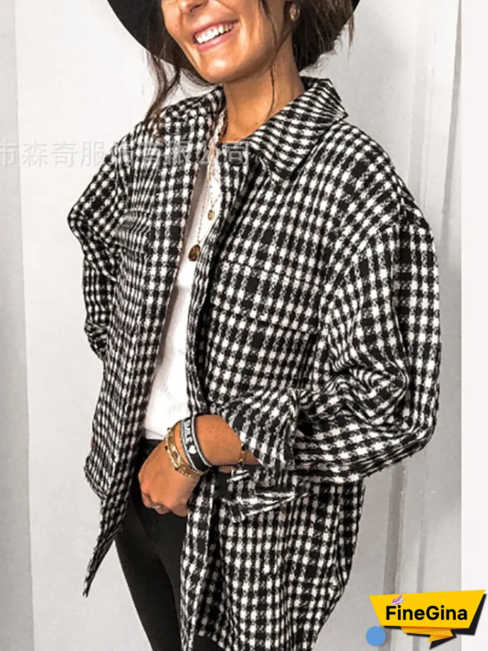 Loose Casual All-match Plaid Outwear P13373