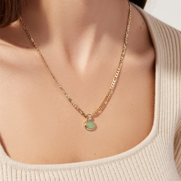 Boho NEVA Necklace in natural stones Aventurine and gold-plated pendant chic