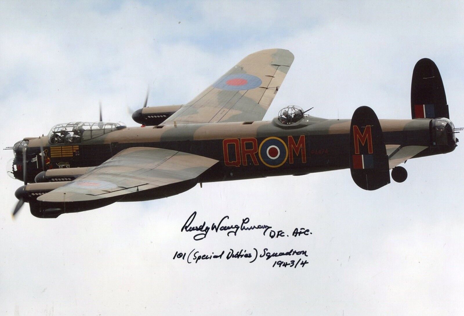 WW2 101 Sqn Special Duties pilot Waughman DFC signed Photo Poster painting UACC DEALER SIGNING