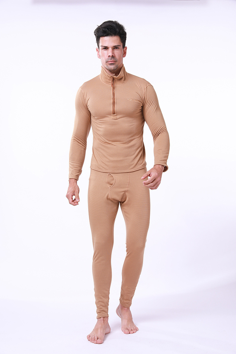 Pure Color Half-Zipper High-Neck Fleece Soft Thermal Underwear Sets Pure Color Half-Zipper High-Neck Fleece Soft Thermal Underwear Sets