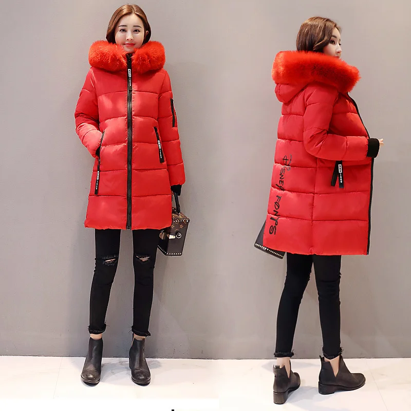 Woherb Cotton-Padded Jacket Female 2024 Winter Dress New Korean Version Of Fashion Long Cotton-Padded Jacket Female Large Size Slim Hooded Coat Female Cotton-Padded Jacket-Outfit Ideas