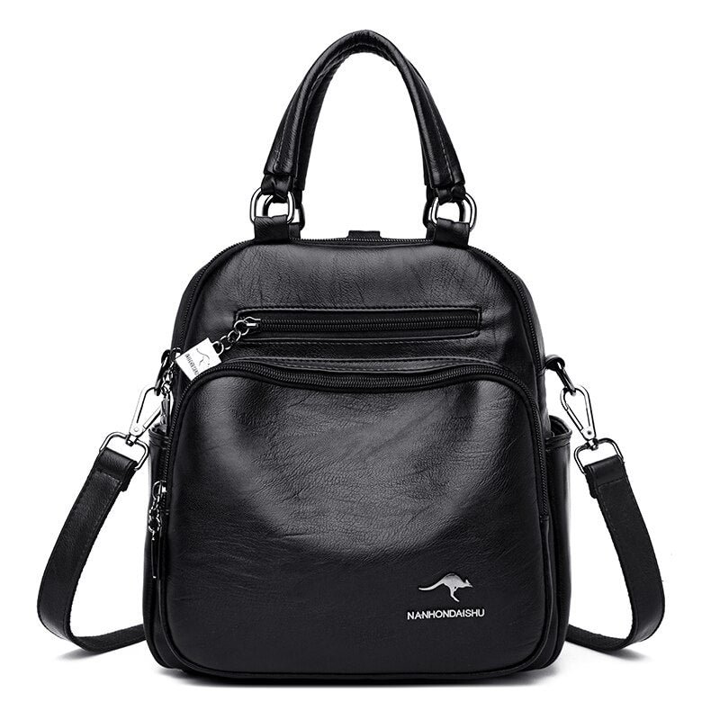 Casual Lady Large Capacity Backpack High Quality Pu Leather Backpacks School Bags for Teenagers Girls Multifunction Shoulder Bag