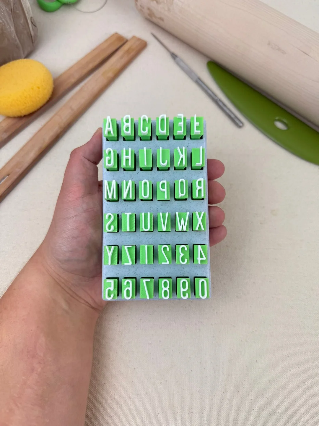 Uppercase and Lowercase Alphabet & Number Clay Stamp Sets