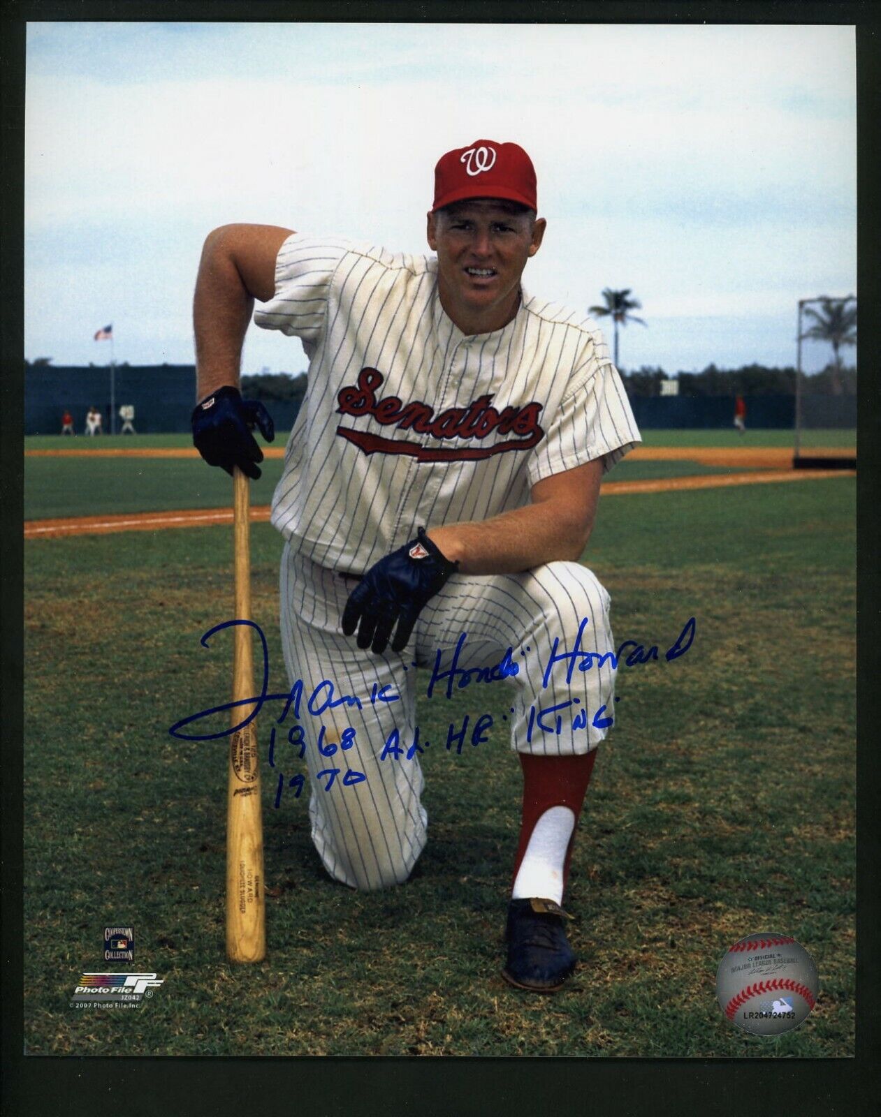 Frank Howard Signed 8 x 10 Photo Poster painting MLB authenticated with HR inscription Senators