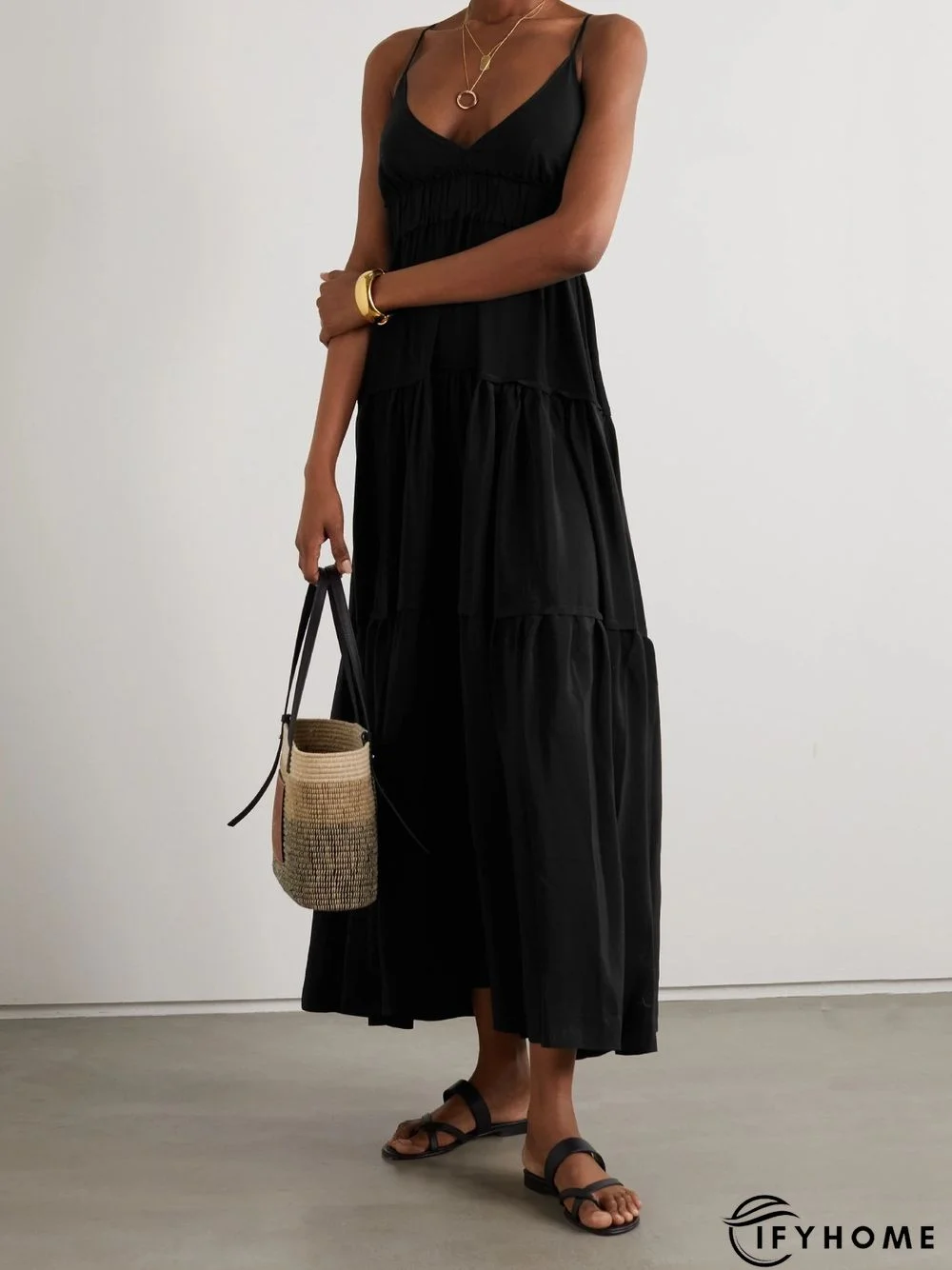 Casual Sleeveless V Neck Plus Size Dress | IFYHOME