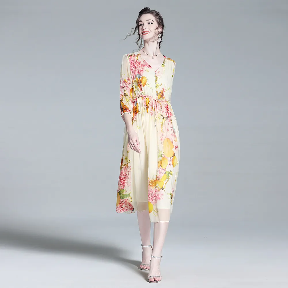 Silk Dress Floral Dress for Vacation REAL SILK LIFE