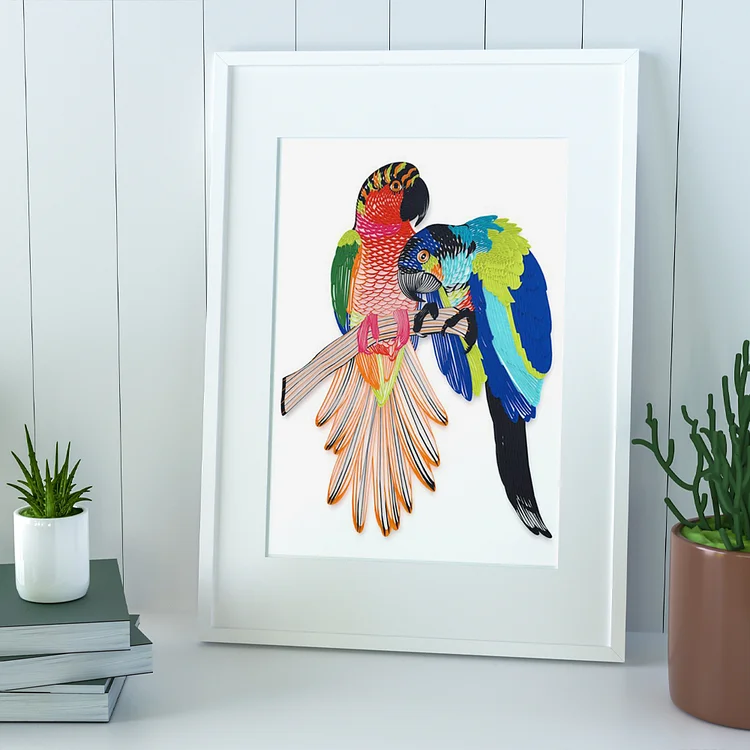 Paper Filigree painting Kit - Couple Parrots