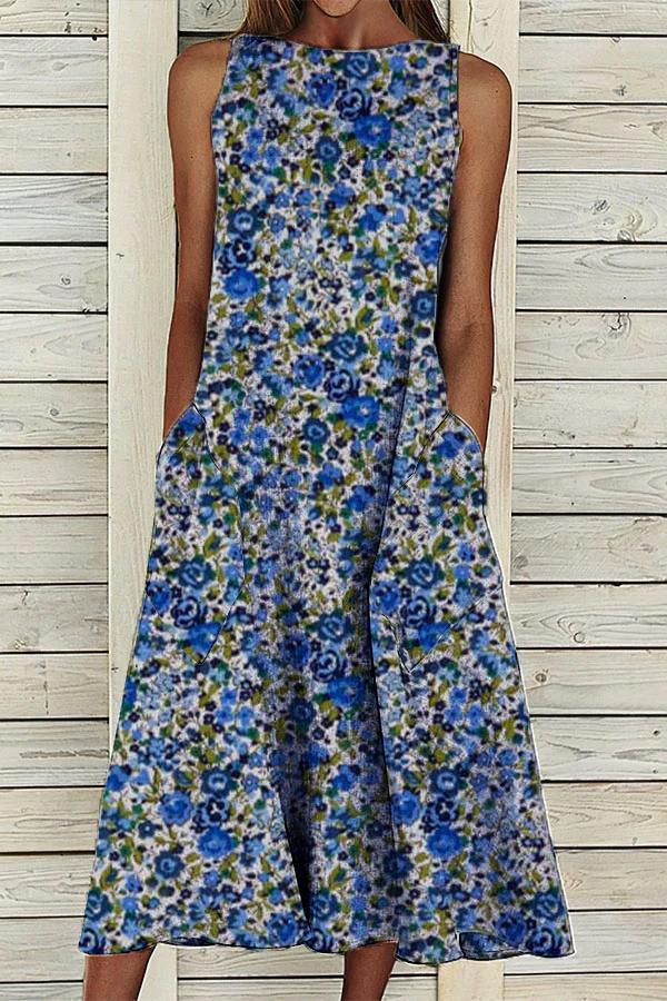 Put Your Records On Floral Print Dress-vocosishoes