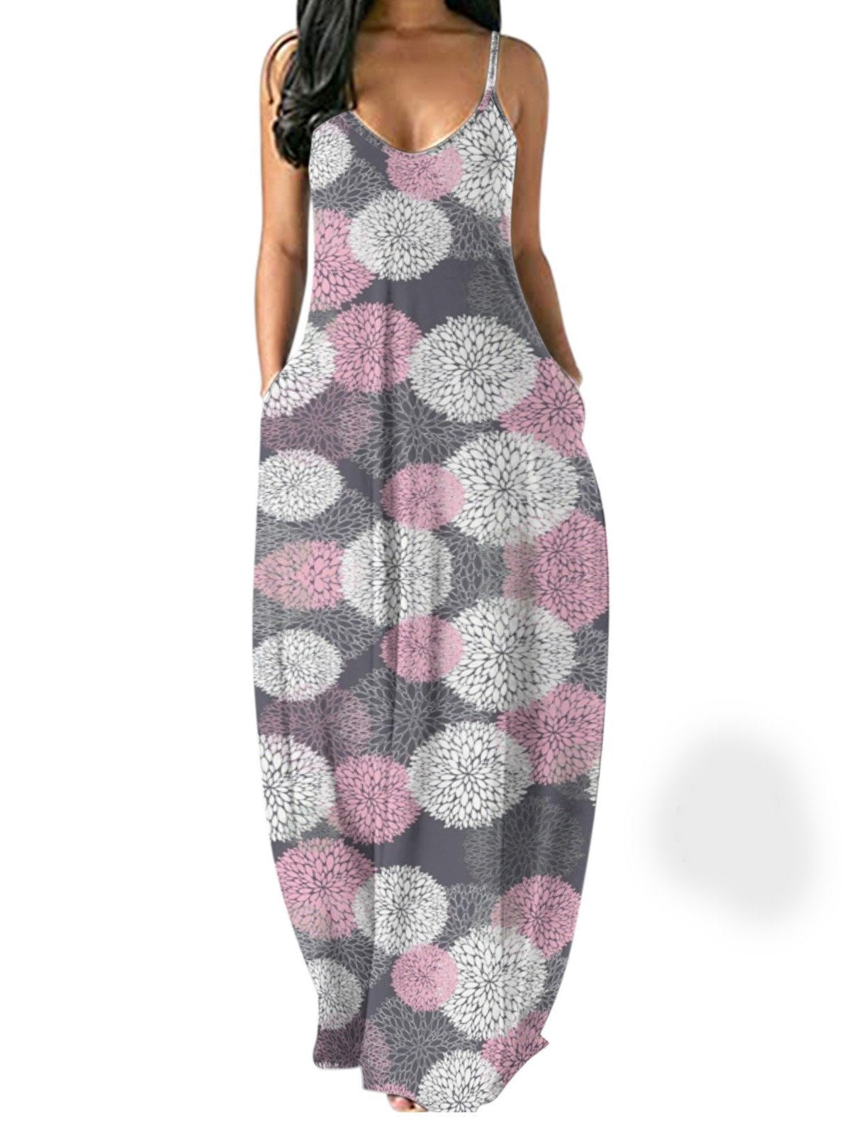 Women Half Sleeve V-neck Solid Color Dress