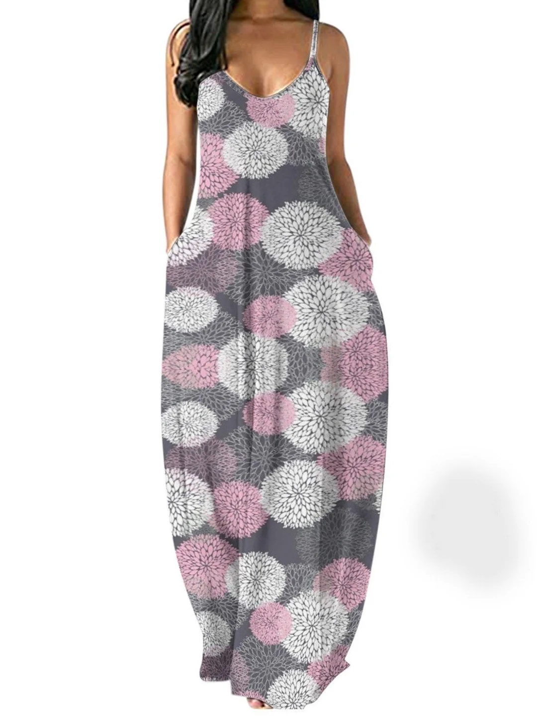 Women Half Sleeve V-neck Solid Color Dress