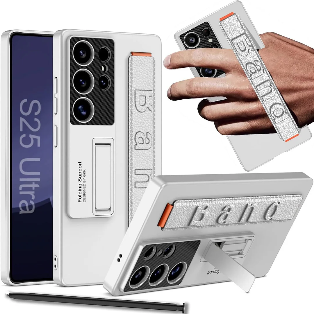 Suitable for S26 Ultra phone case, ultra-thin stand, elastic wrist strap, precision hole, shockproof protective case